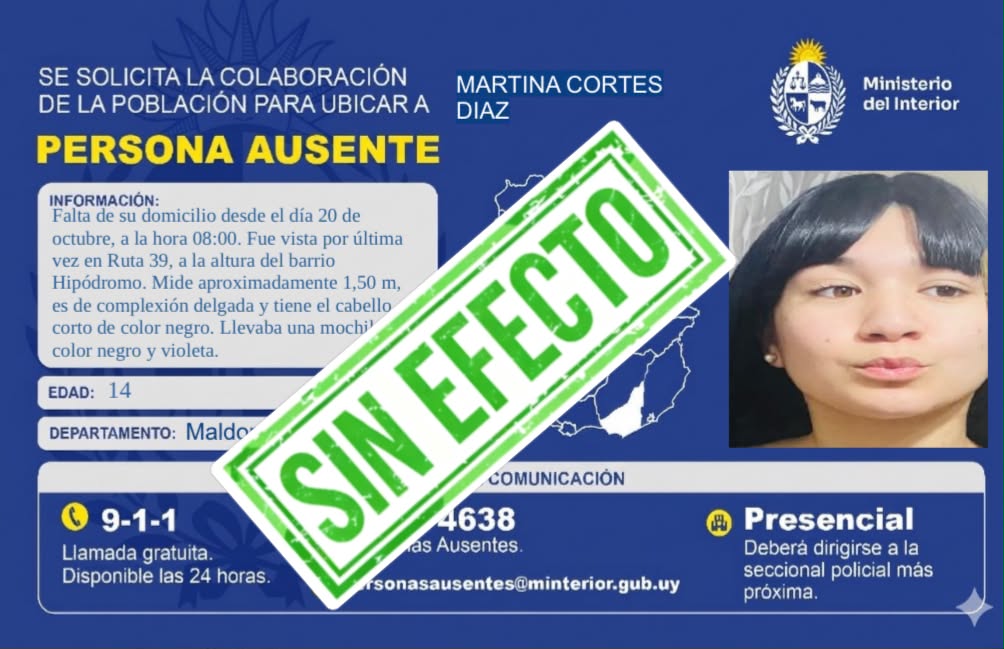 Maldonado: apareció en buen estado de salud la adolescente de 14 años ausente de su hogar