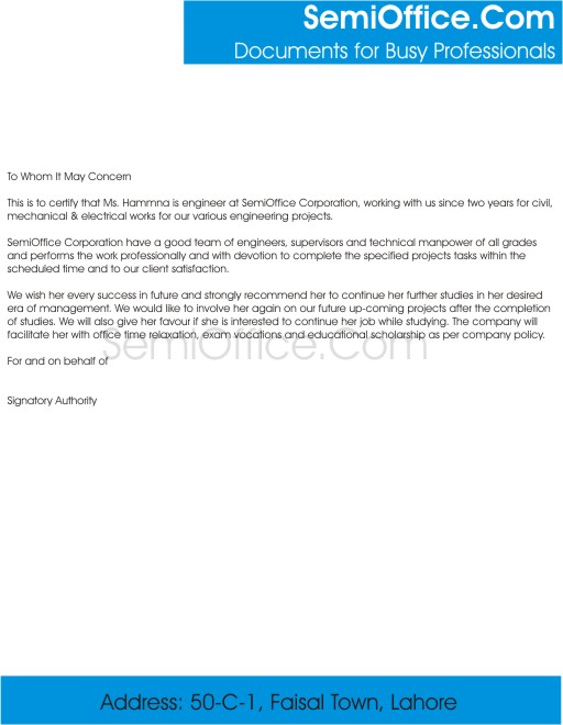 Sample Recommendation Letter by Employer