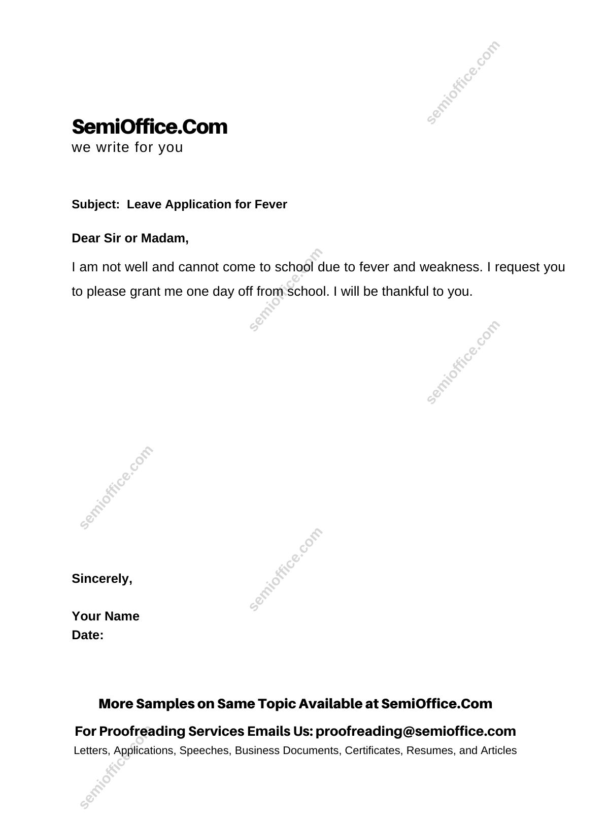 application-for-fever-by-student-in-english-semioffice-com