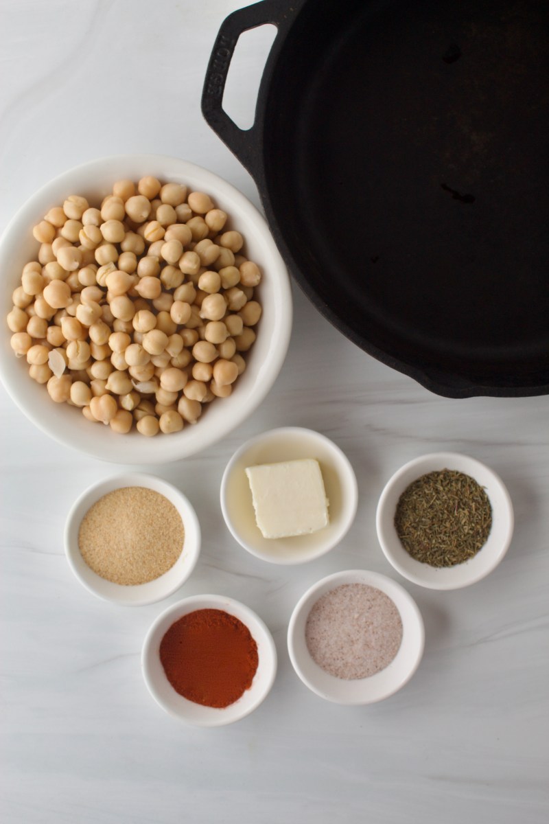 Ingredients to make Quick Roasted Chickpea made over the Stovetop
