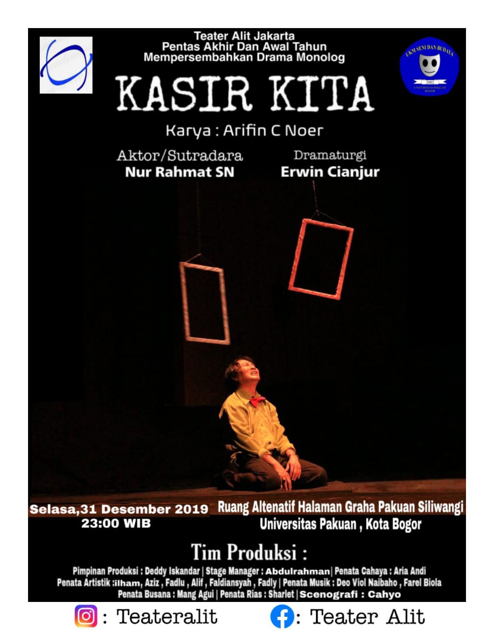 Teater Alit Jakarta Pentaskan Monolog “Kasir Kita” Karya Arifin C Noer -  Seni.co.id