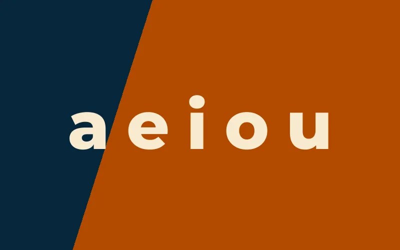 The five Spanish vowels: a, e, i, o, u