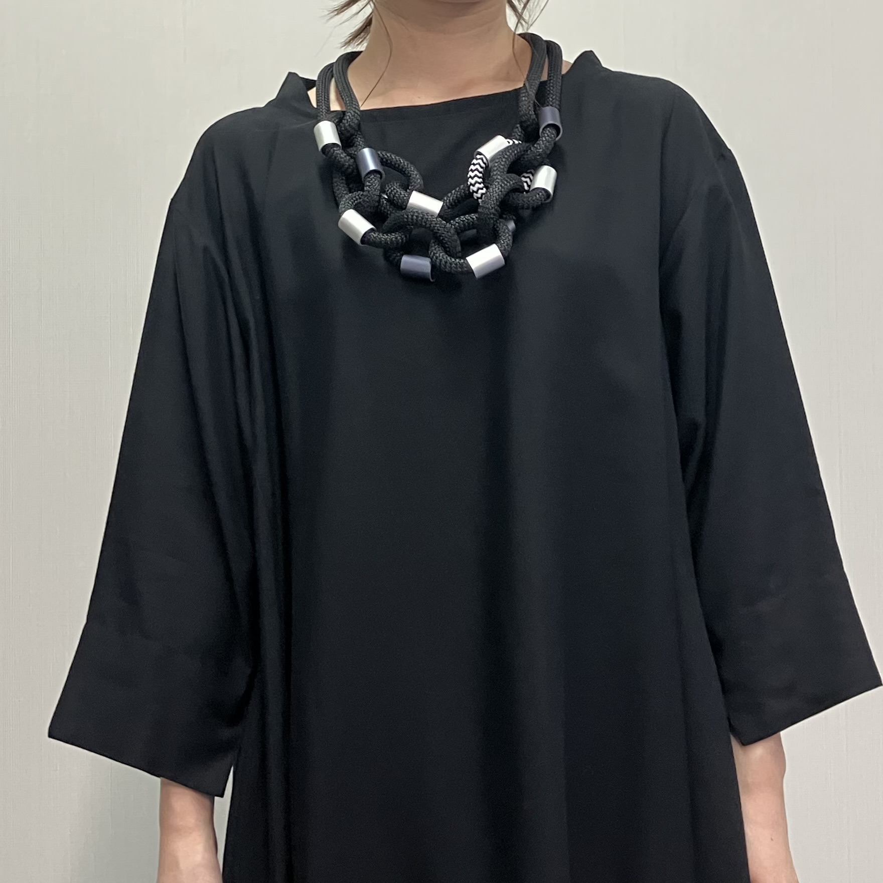 新品【芽風 めふう センソユニコ】Aライン 半袖ワンピース 紺 38(M-L