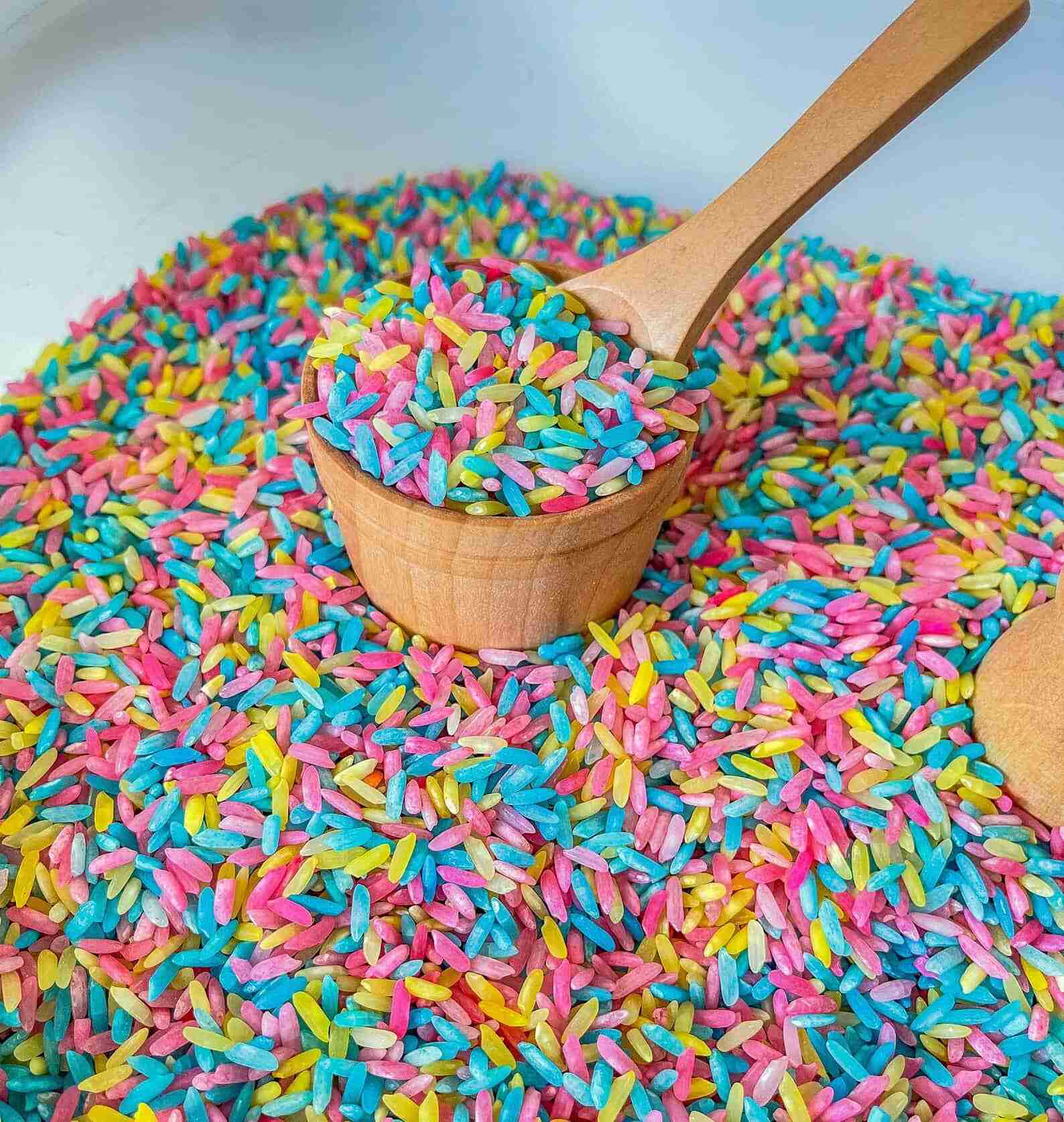 Spring Colored Sensory Rice