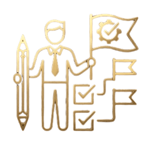 Actionable recommendations icon showing a person with a checklist and goals