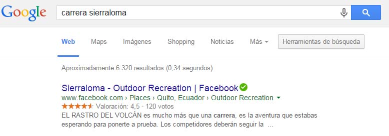 Resultados de Facebook en Google