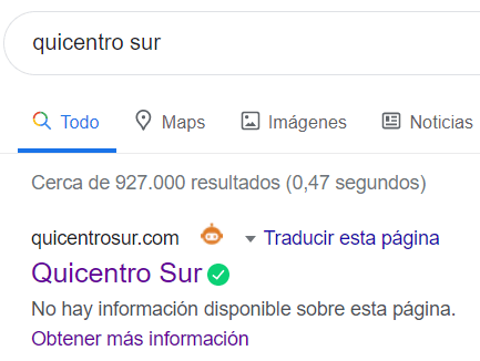 Sitio web de Quicentro Sur en Google.