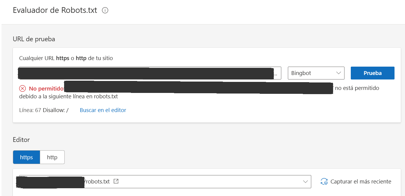 Bing Herramientas para Webmaster-evaluador de robots.tx