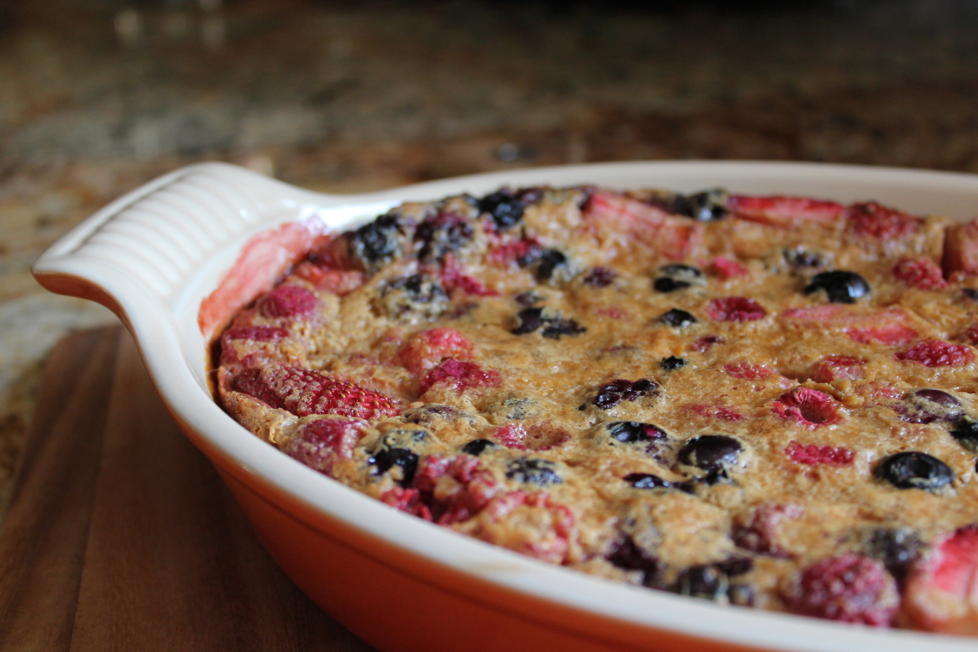 coconut sugar sweetened berry clafoutis