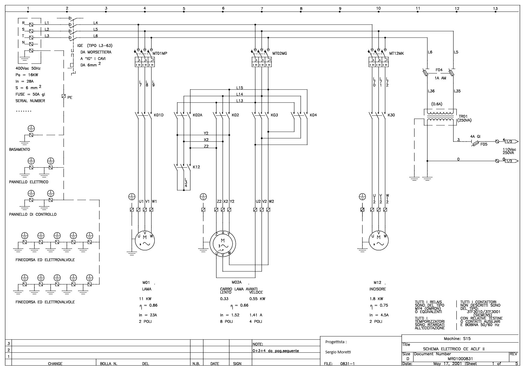 Progettazione Elettromeccanica Schema Elettrico Completo Di Macchina Semplice Sergiomore S Blog