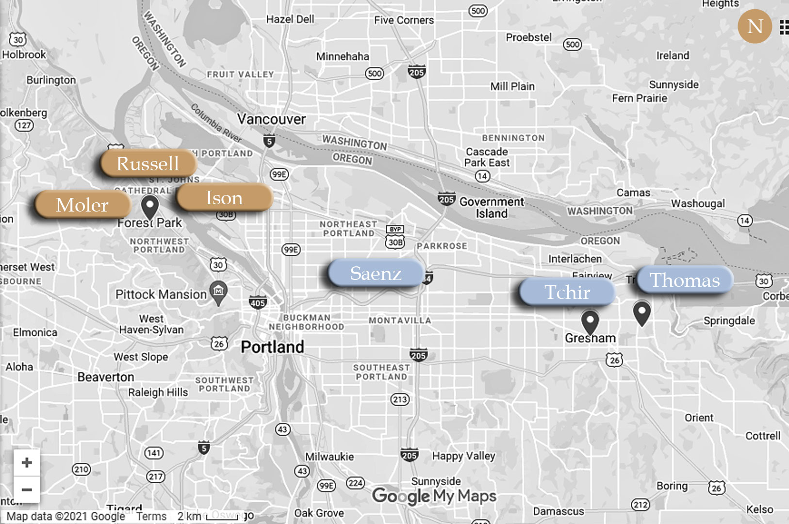 Ma of victim locations of Todd Alan Reed