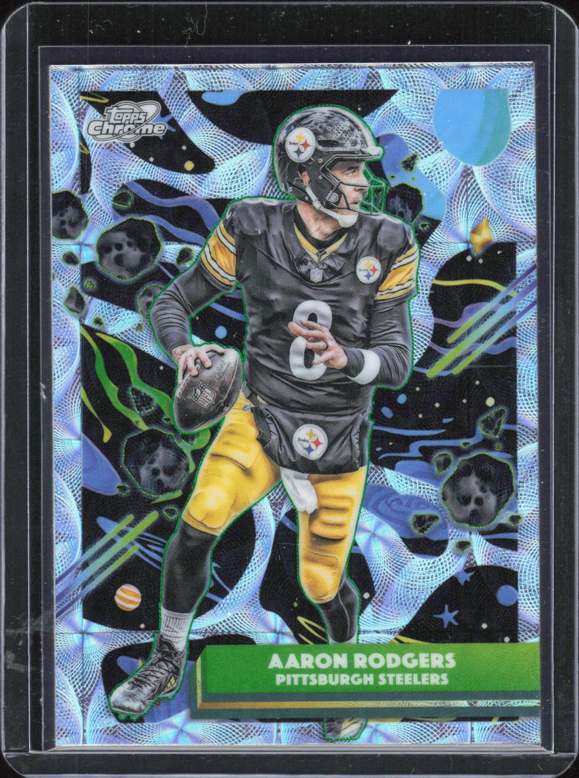 2025 Topps Chrome Cosmic #82 Aaron Rodgers White Hole Refractor