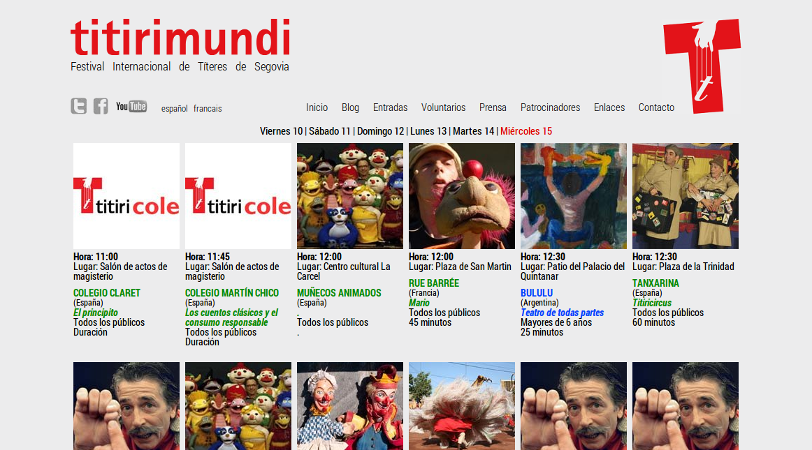 Titirimundi, programa de actuaciones