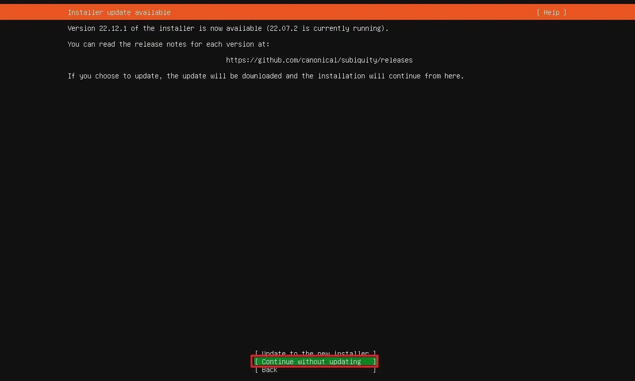 Continue without updating