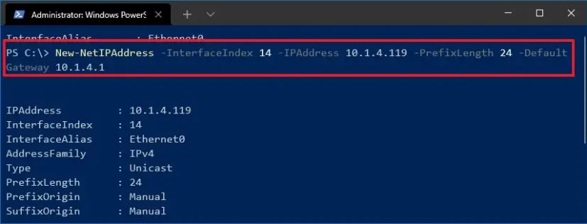 Windows Server PowerShell set static IP