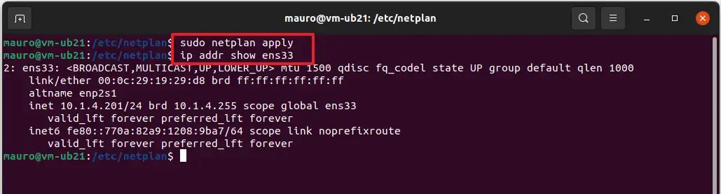 Ubuntu confirm IP address