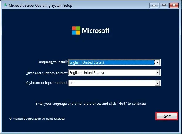 Windows Server 2022 setup