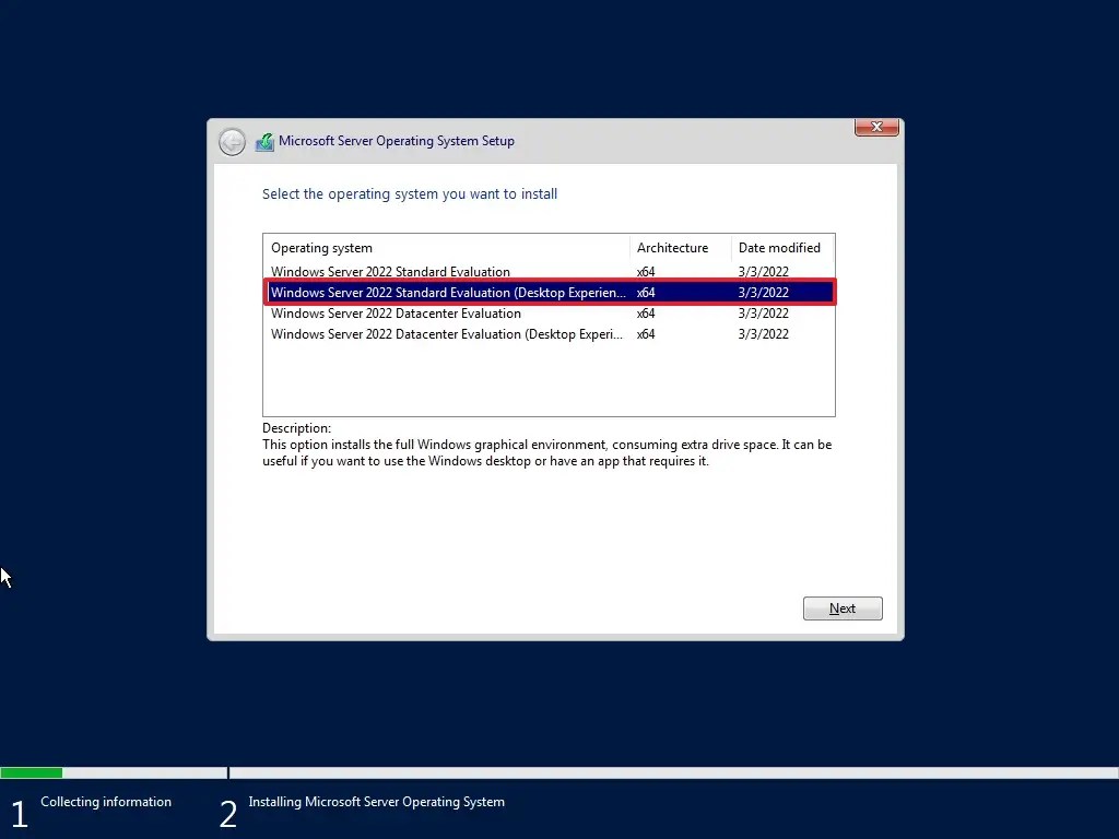 Windows Server 2022 Standard Edition (Desktop Experience)