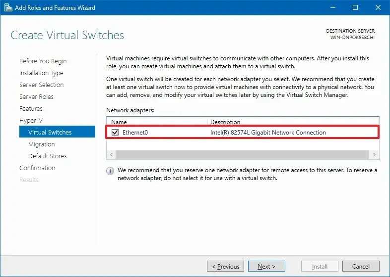 Create Hyper-V virtual switch