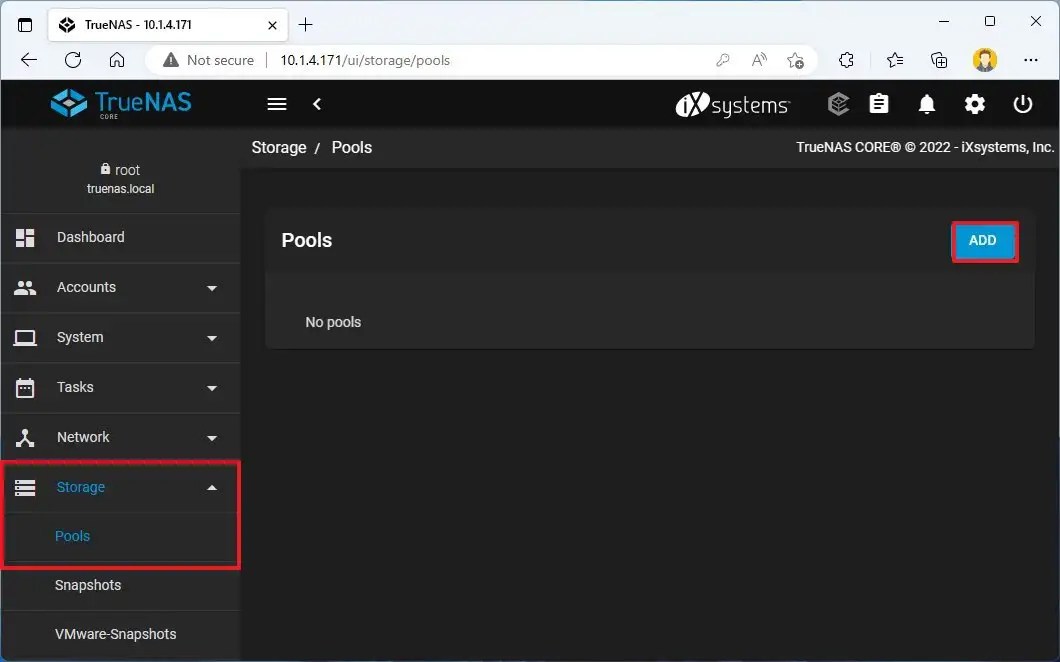 TrueNAS add storage pool