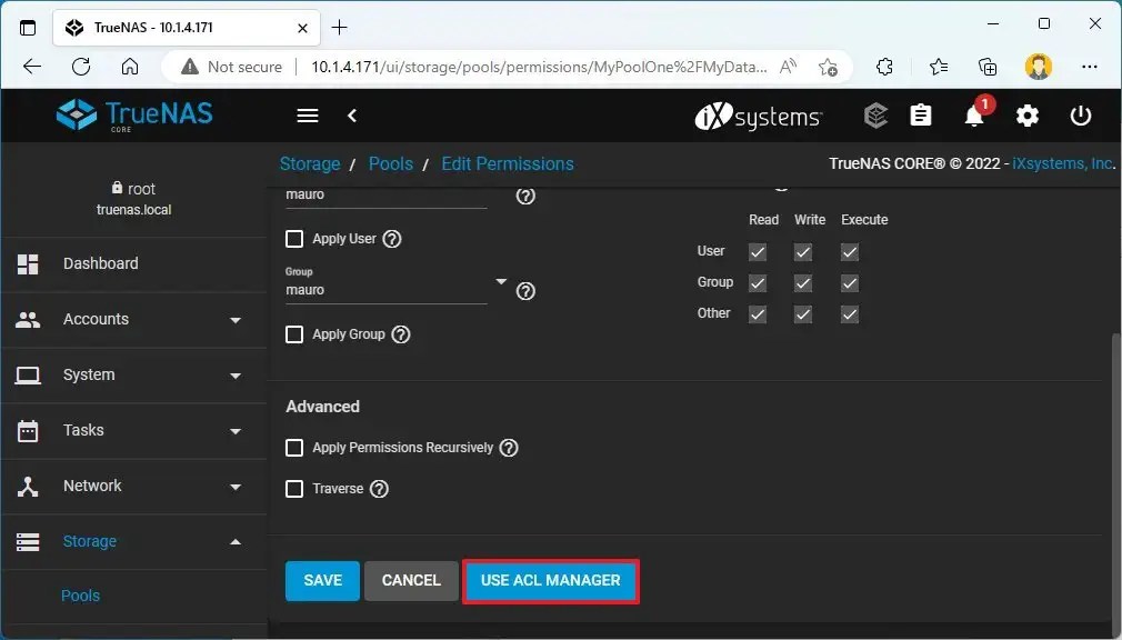 TrueNAS use ACL Manager