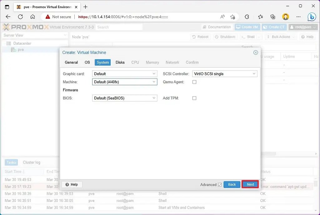 Proxmox VM graphics settings