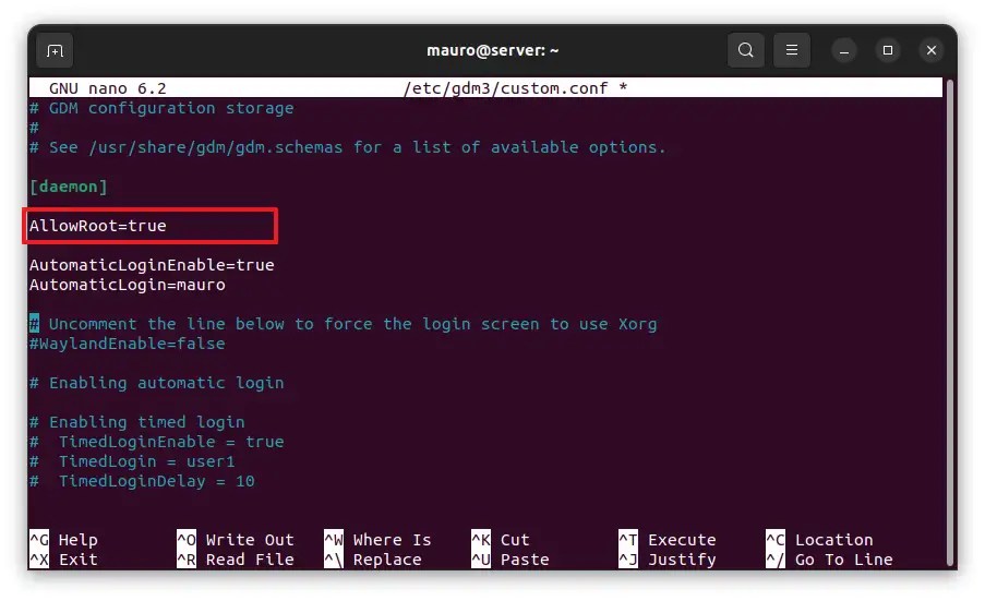 Allow root login at sign-in screen