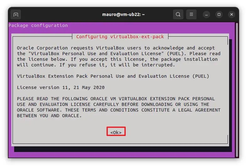 Ubuntu install VirtualBox ext pack