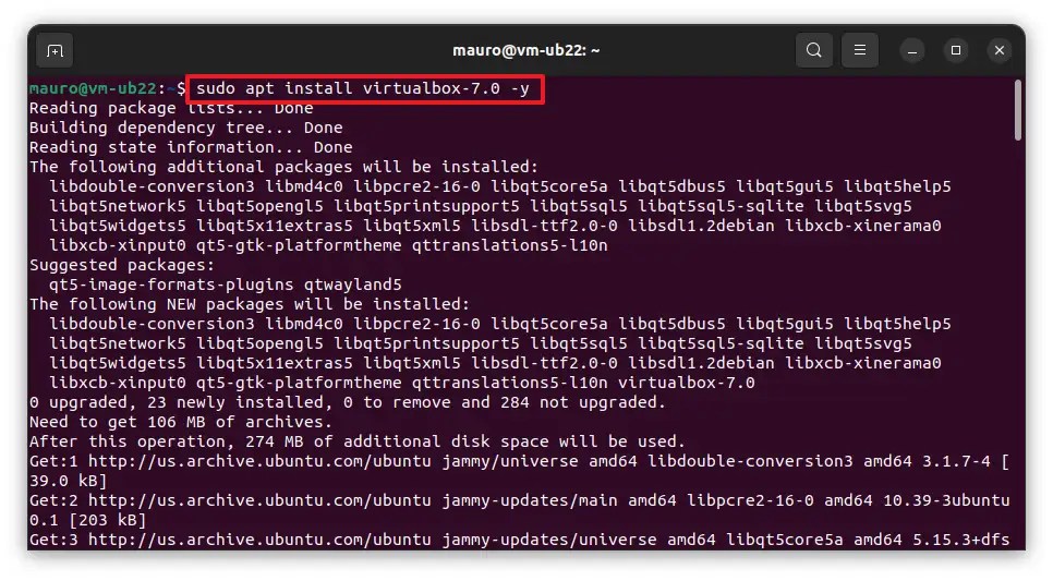 Ubuntu install VirtualBox from Oracle