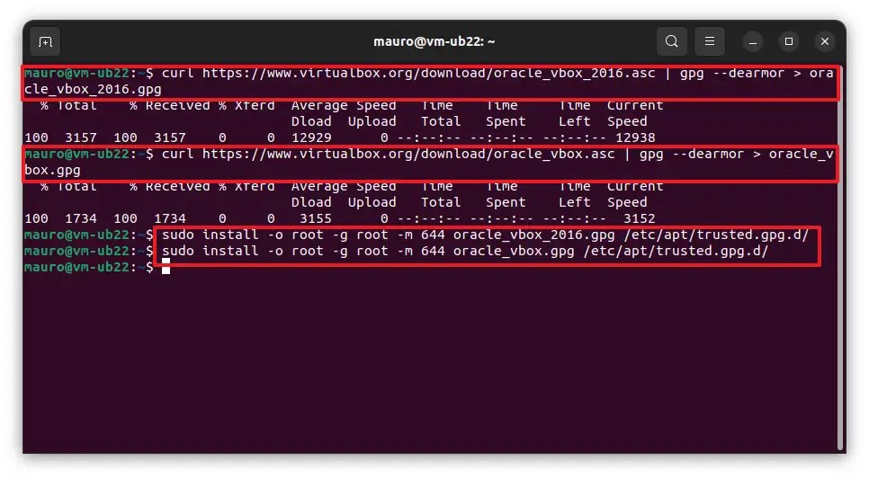 VirtualBox repository keys