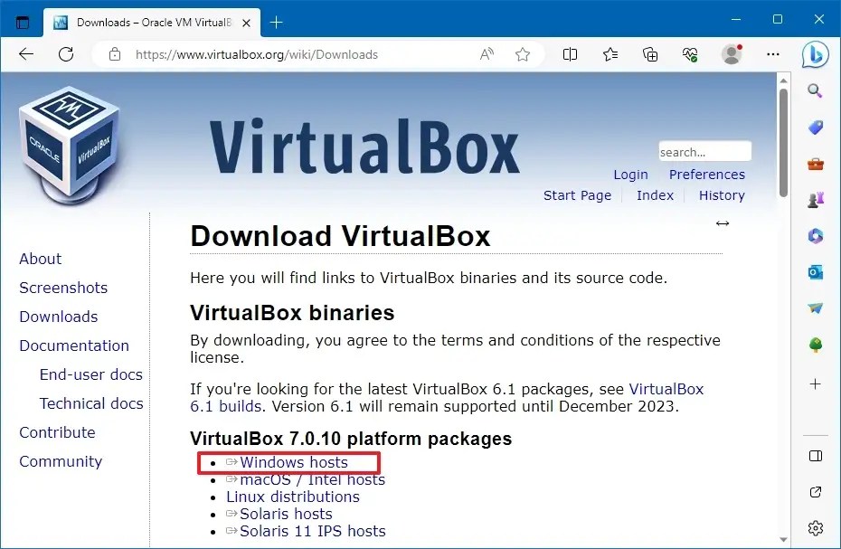 Windows Server download VirtualBox