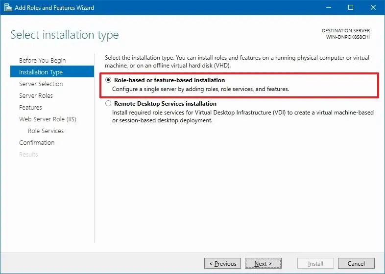 Role-based or feature-based installation