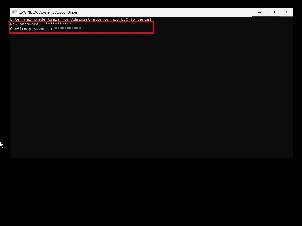 Windows Server Core set password