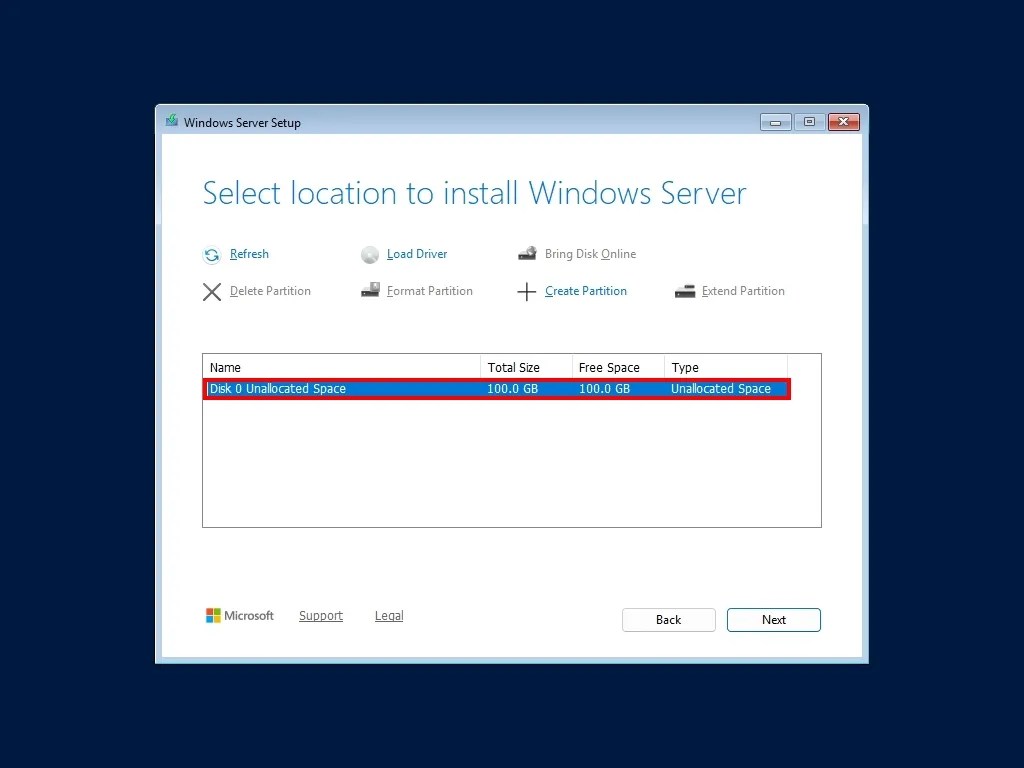 Windows Server 2025 install drive