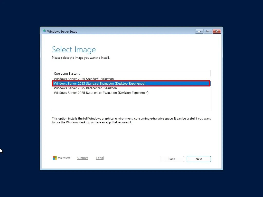 Windows Server 2025 select image