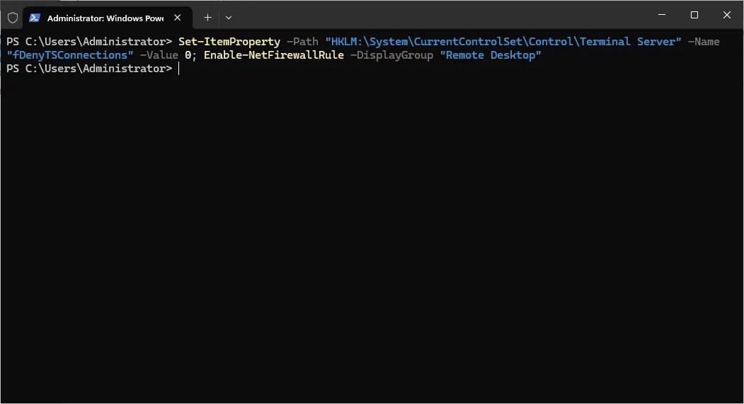 PowerShell enable Remote Desktop