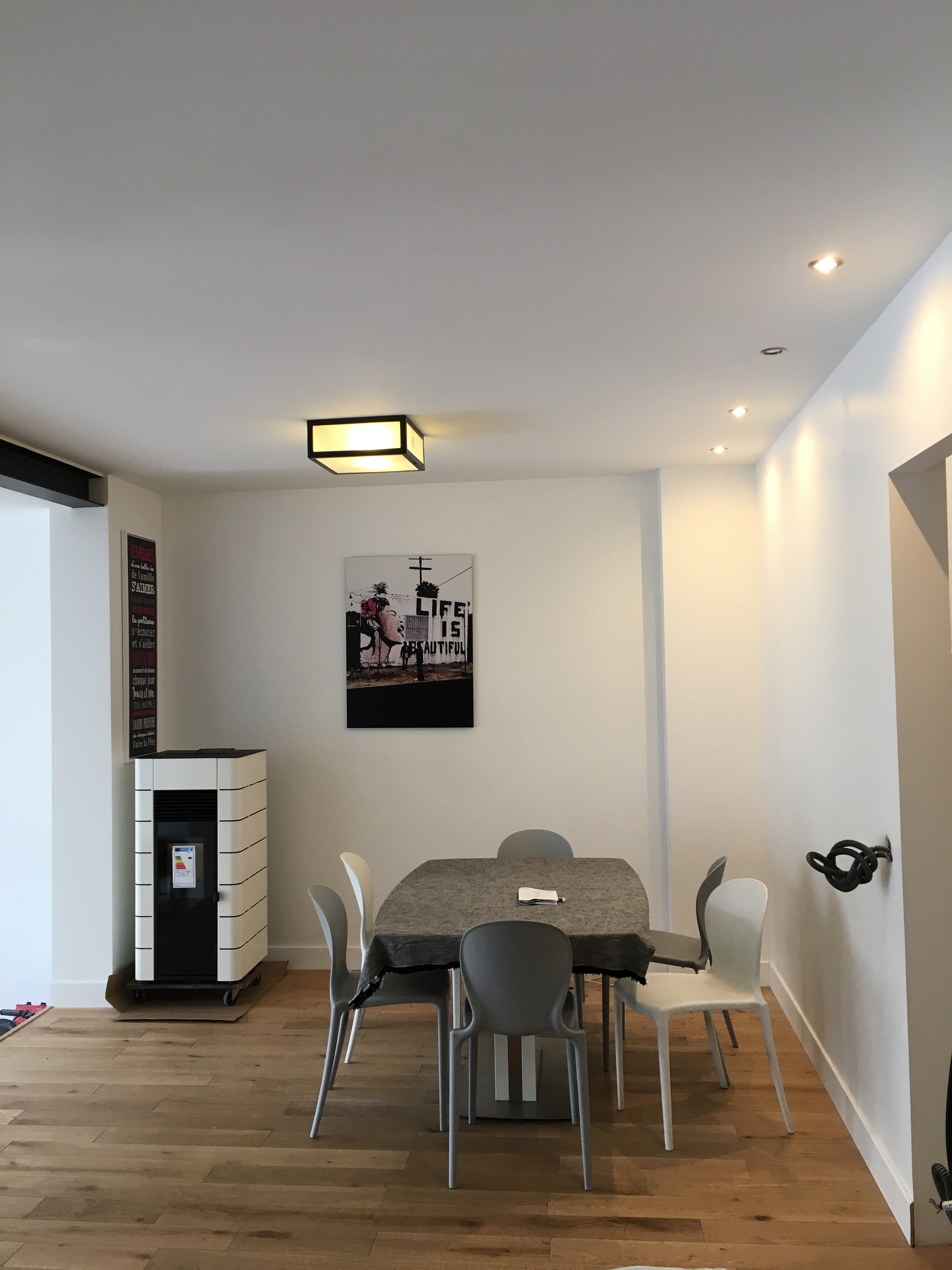 Salle à manger : Isolation, électricité, peinture. Démolition mur façade, mise en place IPN et création 30m2, Rueil malmaison