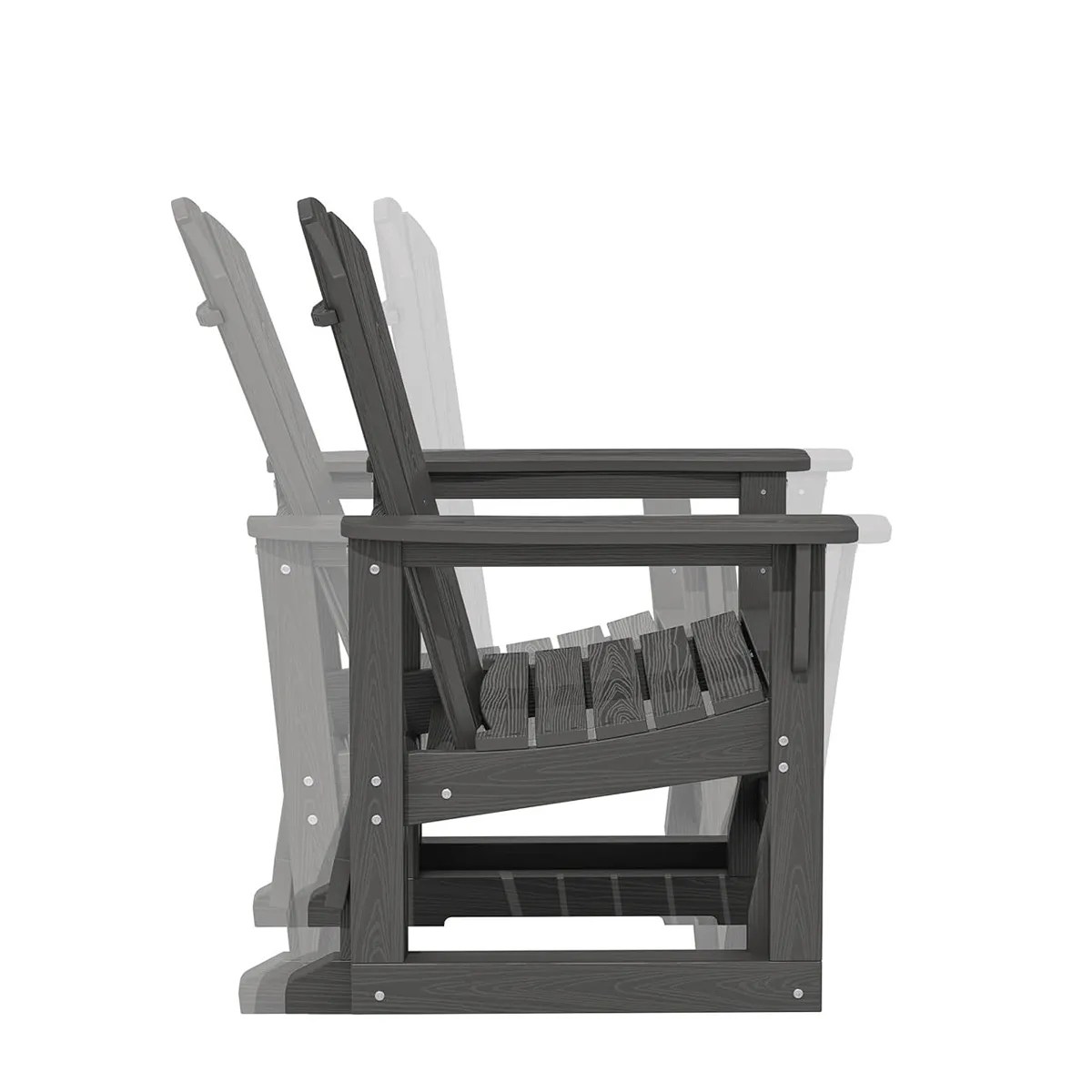 Outdoor Glider SERWALL Chair, HDPE Wood-Like Patio Outdoor Rocking