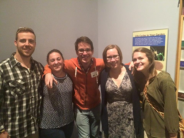 2015 Biology reception. L to R: Chris, Lauren, Jerald, Emily, Sally