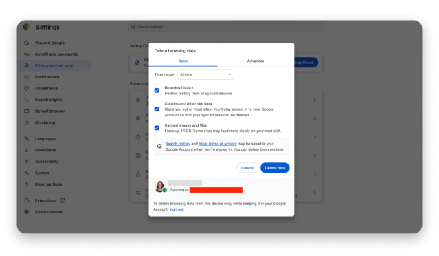 Delete browsing data