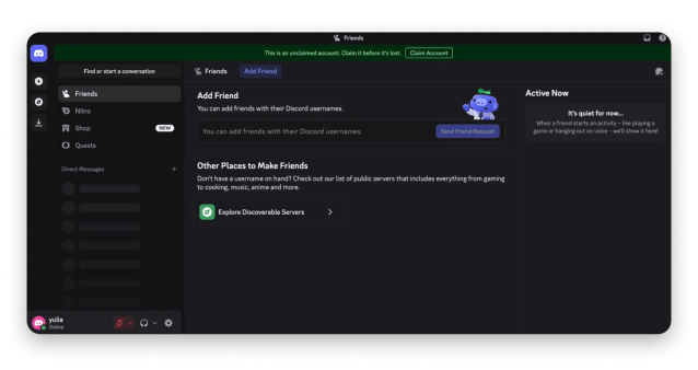 Discord web interface