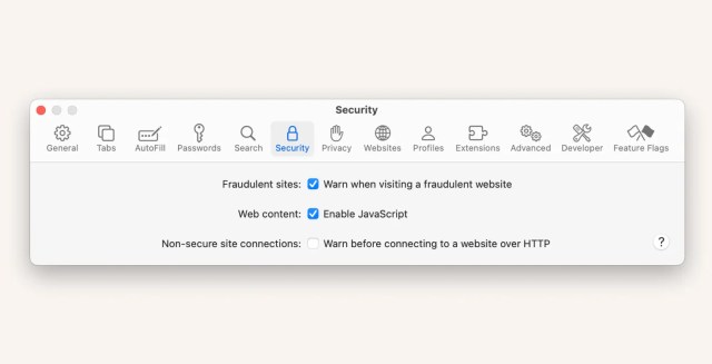 Enable javascript on Safari