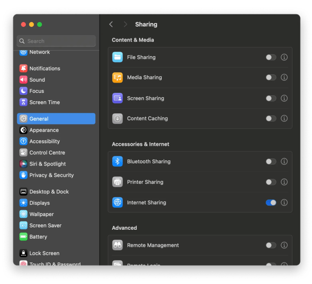 Disable Content Caching on Mac