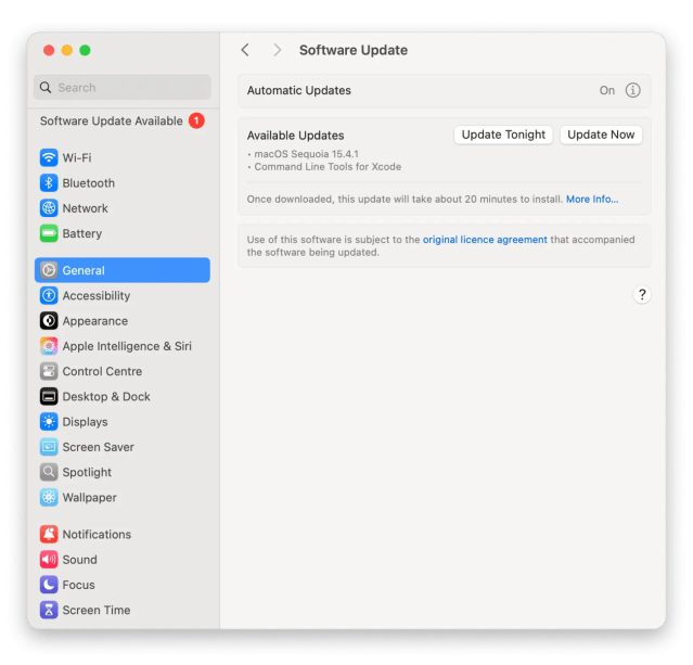 MacOS software update