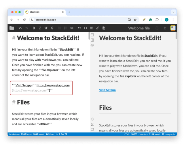 markdown hyperlink example
