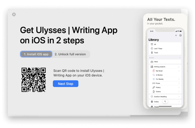QR code to access iOS apps on Setapp