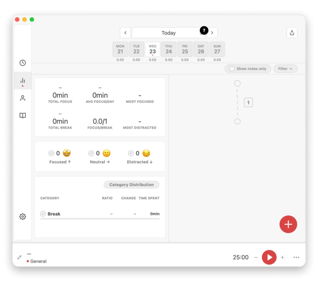 Session app focus timer interface