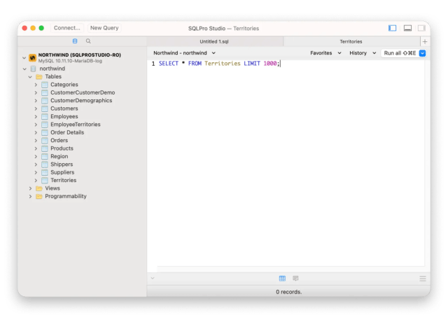 SQL Pro studio app window