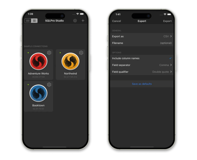 SQL Pro studio creating connections