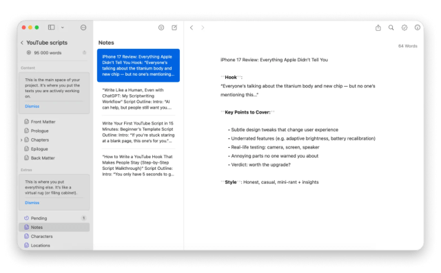 Ulysses is one of the best script writing software, it’s available in Setapp